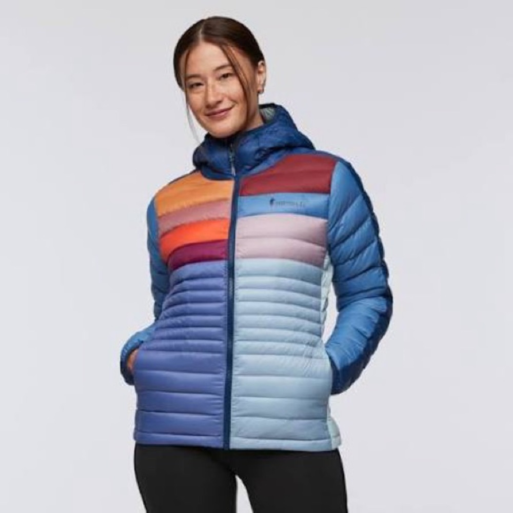 Cotopaxi Funky Fuego Down Hooded Jacket - Women's Color-block Limited Edition